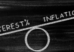 words-Interest-and-inflation-on chalk-board